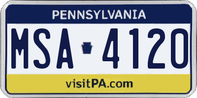 PA license plate MSA4120