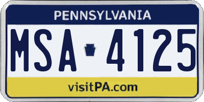 PA license plate MSA4125