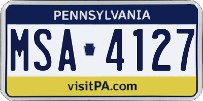 PA license plate MSA4127