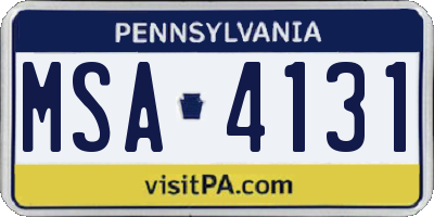 PA license plate MSA4131