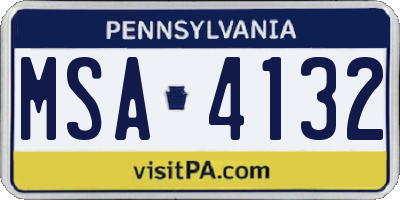 PA license plate MSA4132