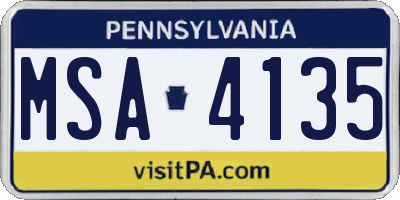 PA license plate MSA4135