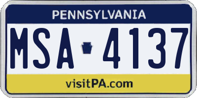 PA license plate MSA4137