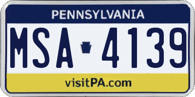 PA license plate MSA4139