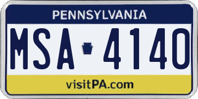 PA license plate MSA4140