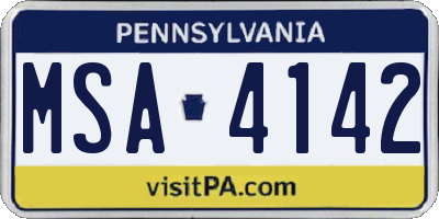 PA license plate MSA4142