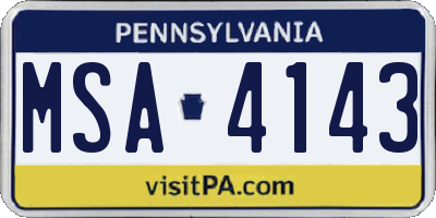 PA license plate MSA4143