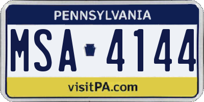 PA license plate MSA4144