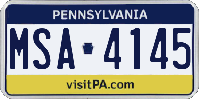 PA license plate MSA4145