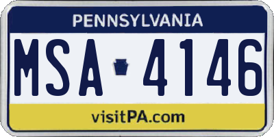 PA license plate MSA4146