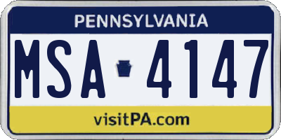 PA license plate MSA4147