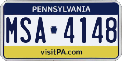 PA license plate MSA4148