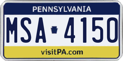 PA license plate MSA4150