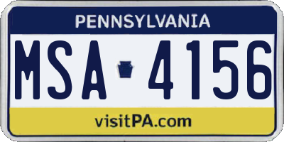 PA license plate MSA4156