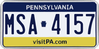 PA license plate MSA4157