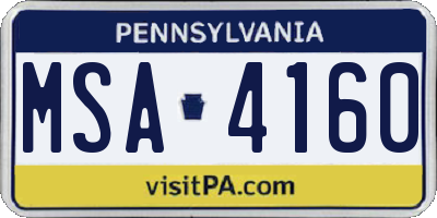 PA license plate MSA4160