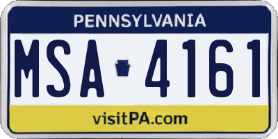 PA license plate MSA4161