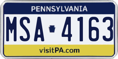 PA license plate MSA4163
