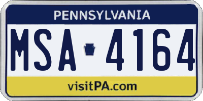 PA license plate MSA4164