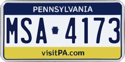 PA license plate MSA4173