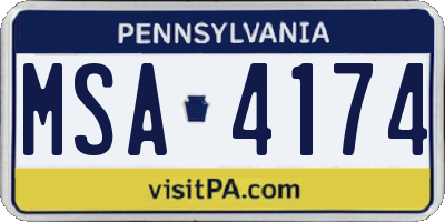 PA license plate MSA4174
