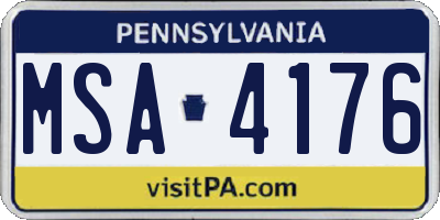 PA license plate MSA4176