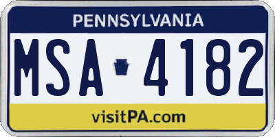 PA license plate MSA4182