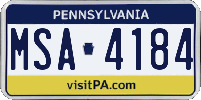 PA license plate MSA4184