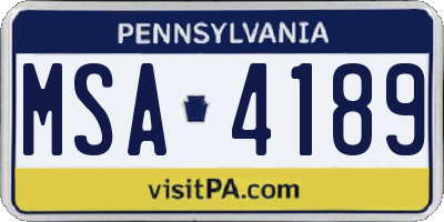 PA license plate MSA4189