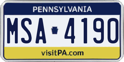 PA license plate MSA4190