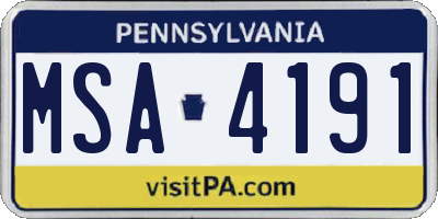 PA license plate MSA4191