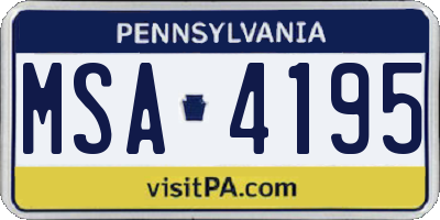 PA license plate MSA4195