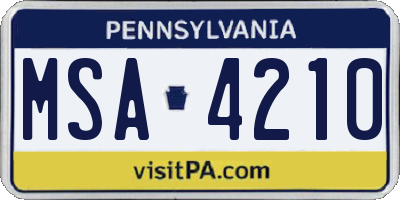 PA license plate MSA4210