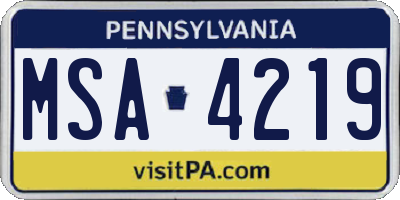 PA license plate MSA4219
