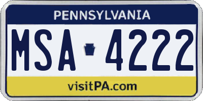 PA license plate MSA4222