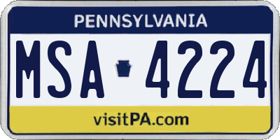 PA license plate MSA4224