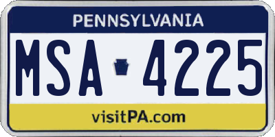 PA license plate MSA4225