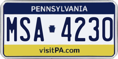 PA license plate MSA4230