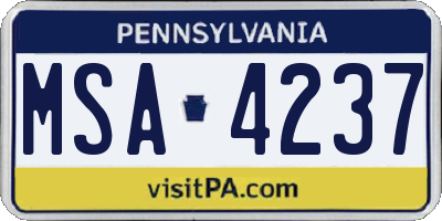 PA license plate MSA4237
