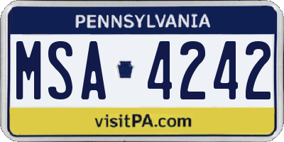 PA license plate MSA4242