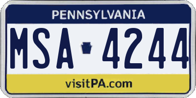 PA license plate MSA4244