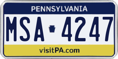 PA license plate MSA4247