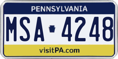 PA license plate MSA4248
