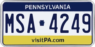 PA license plate MSA4249