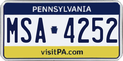 PA license plate MSA4252