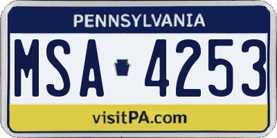 PA license plate MSA4253