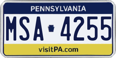 PA license plate MSA4255