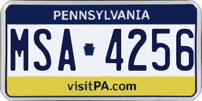 PA license plate MSA4256