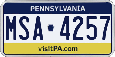 PA license plate MSA4257