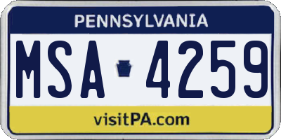 PA license plate MSA4259